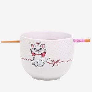 🎀Disney The Aristocats Marie Bow Ribbon Ramen Bowl with Chopsticks🎀